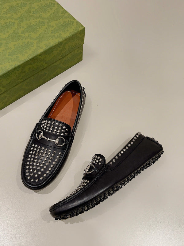 GG Men's Leather Loafer Stud Black Calfskin 561804