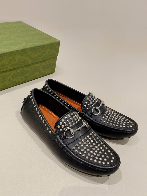 GG Men's Leather Loafer Stud Black Calfskin 561804
