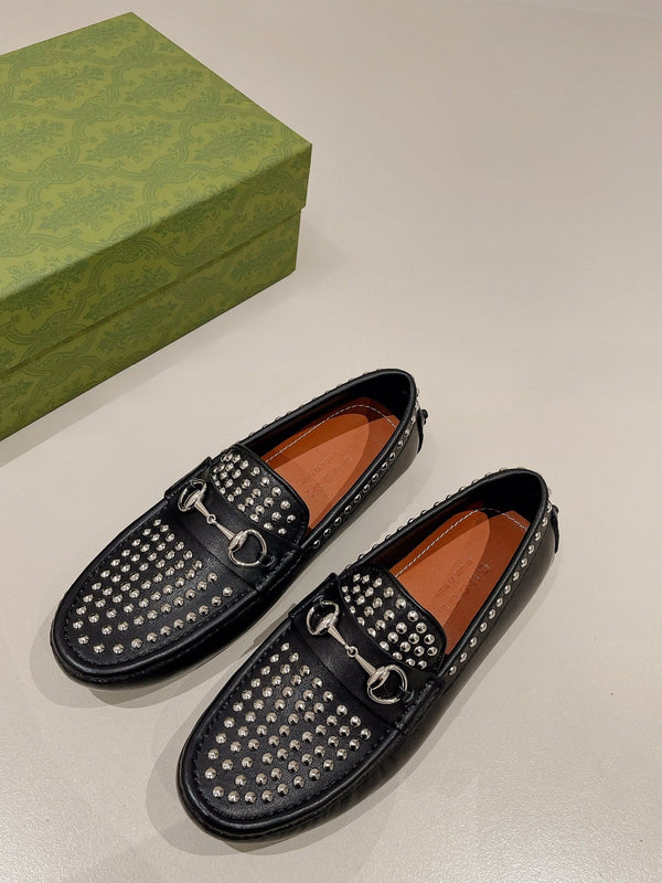 GG Men's Leather Loafer Stud Black Calfskin 561804