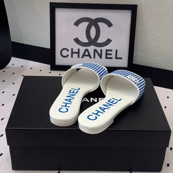 sandalo mulo a righe blu bianco