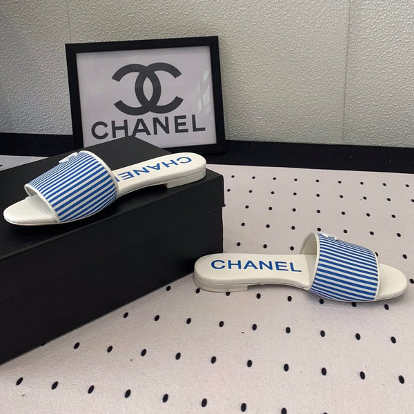 sandalo mulo a righe blu bianco