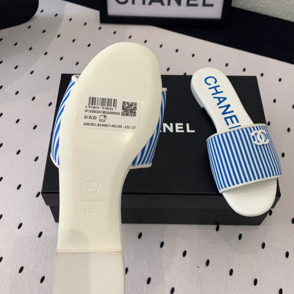 sandalo mulo a righe blu bianco