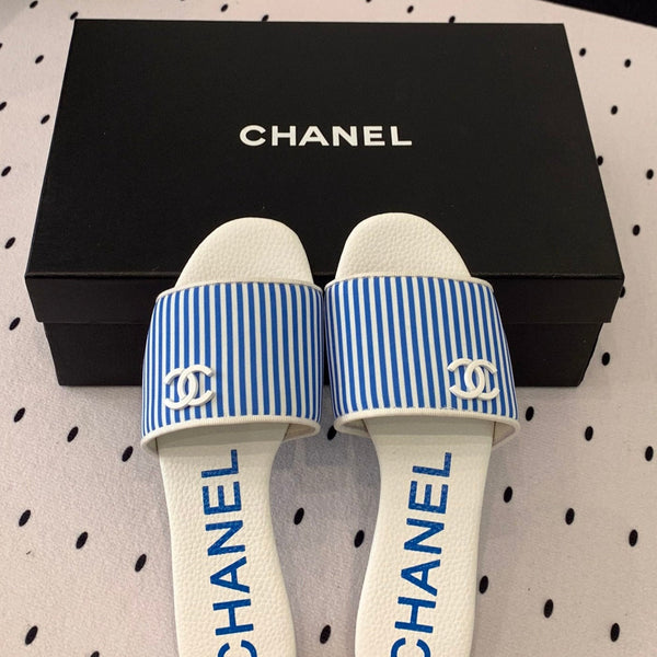 sandalo mulo a righe blu bianco