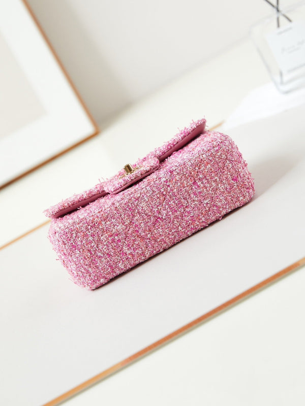 24p mini classico 20cm tweed rosa hardware dorato
