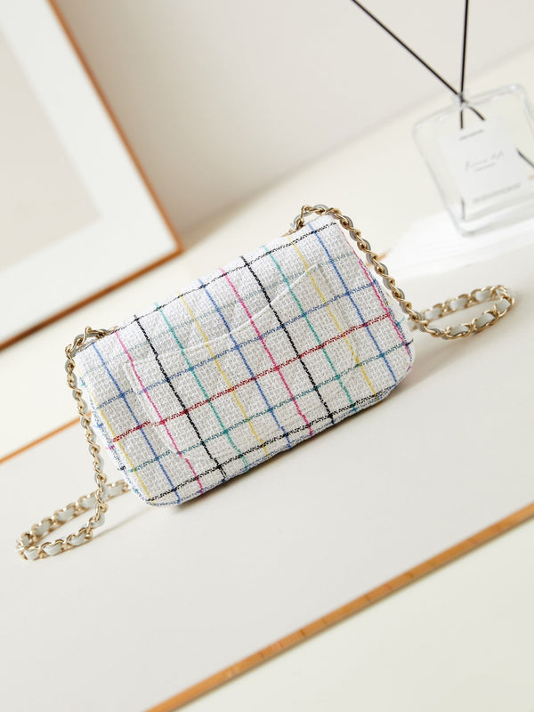 24p mini classico 20cm tweed bianco hardware dorato