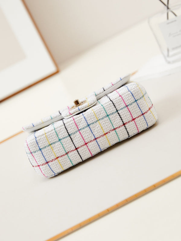 24p mini classico 20cm tweed bianco hardware dorato