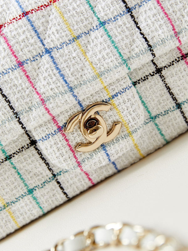 24p mini classico 20cm tweed bianco hardware dorato