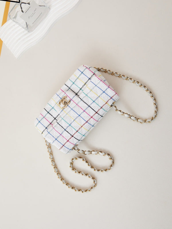 24p mini classico 20cm tweed bianco hardware dorato