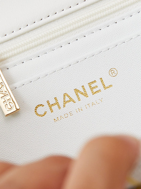 24p mini classico 20cm tweed bianco hardware dorato