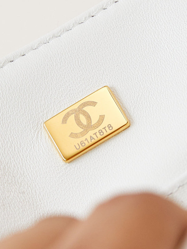 24p mini classico 20cm tweed bianco hardware dorato