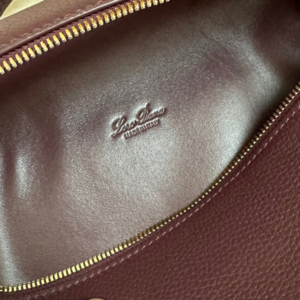 ZAINO CON TASCA EXTRA L23,5 IN PELLE DI VITELLO VIOLA CON FERRAMENTA ORO