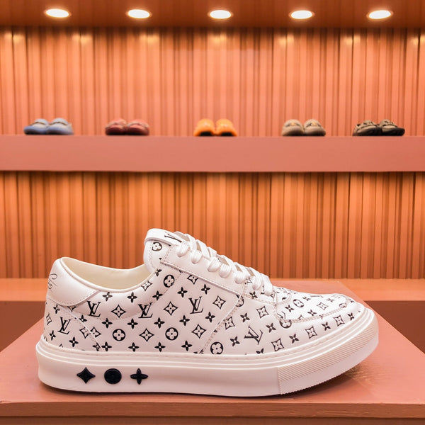 LV TRAINER SNEAKER IN WHITE MIX BLACK MONOGRAM CALFSKIN