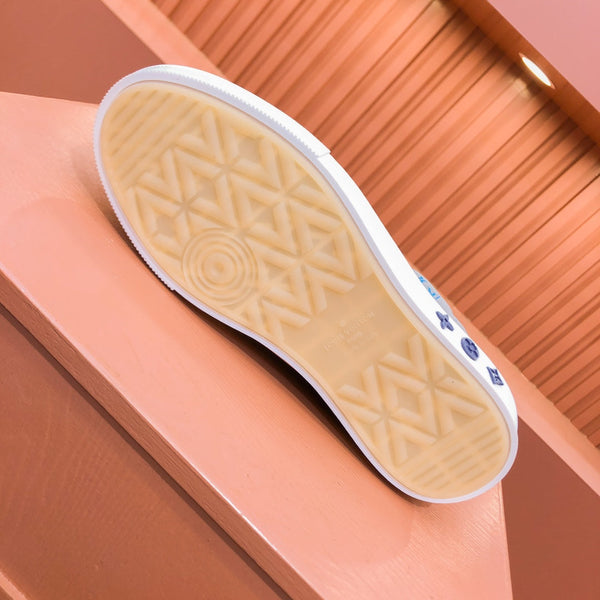 SNEAKER LV TRAINER IN PELLE DI VITELLO MONOGRAMMA BEIGE CAMMELLO