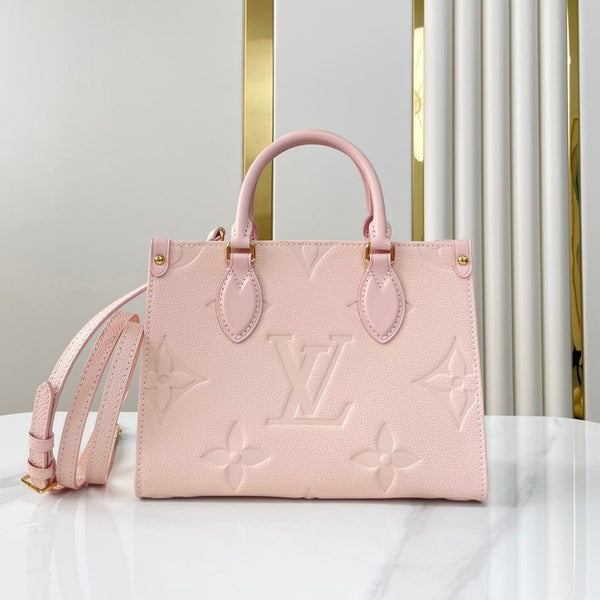 ONTHEGO PM 25 IN PELLE EMPREINTE MONOGRAMMA ROSA OPALE