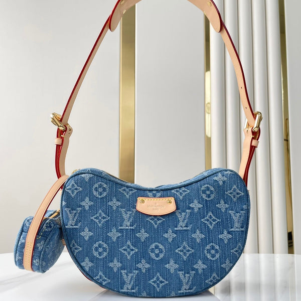 CROISSANT 25 IN DENIM MONOGRAM BLU