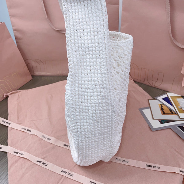 miu hobo bag 31cm white woven fabric
