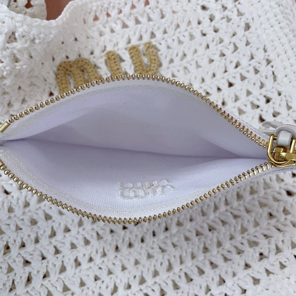 miu hobo bag 31cm white woven fabric