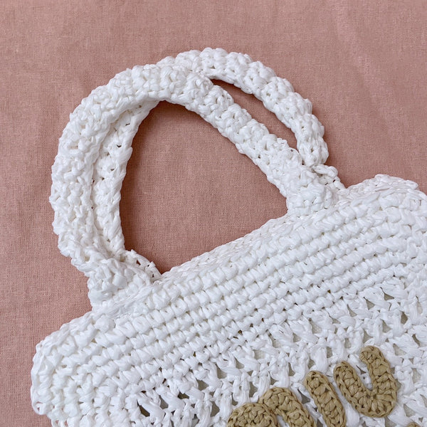 miu tote bag 22cm white woven fabric