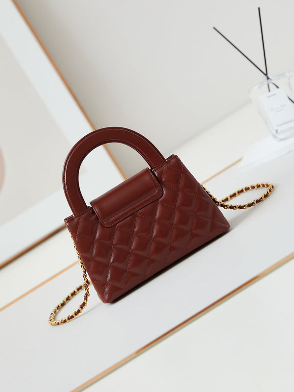 cc 24a nano 19cm kelly shopper bag burgundy lambskin