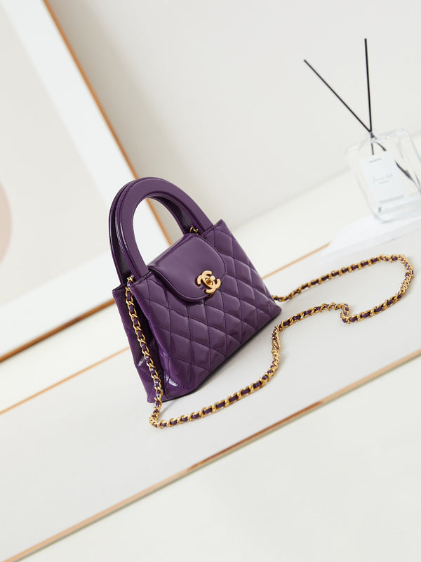 cc 24a nano 19cm kelly shopper bag purple lambskin