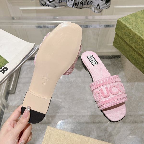 GG Interlocking double G hollow slippers PInk Rose