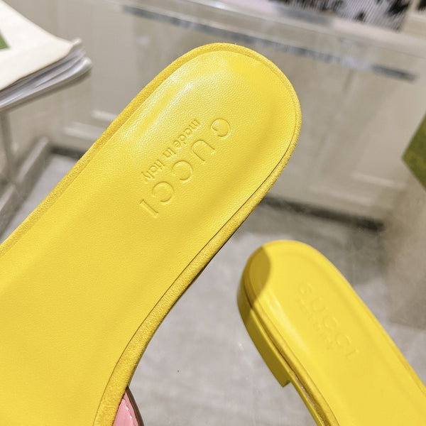 GG Interlocking double G hollow slippers Blush Pink Yellow