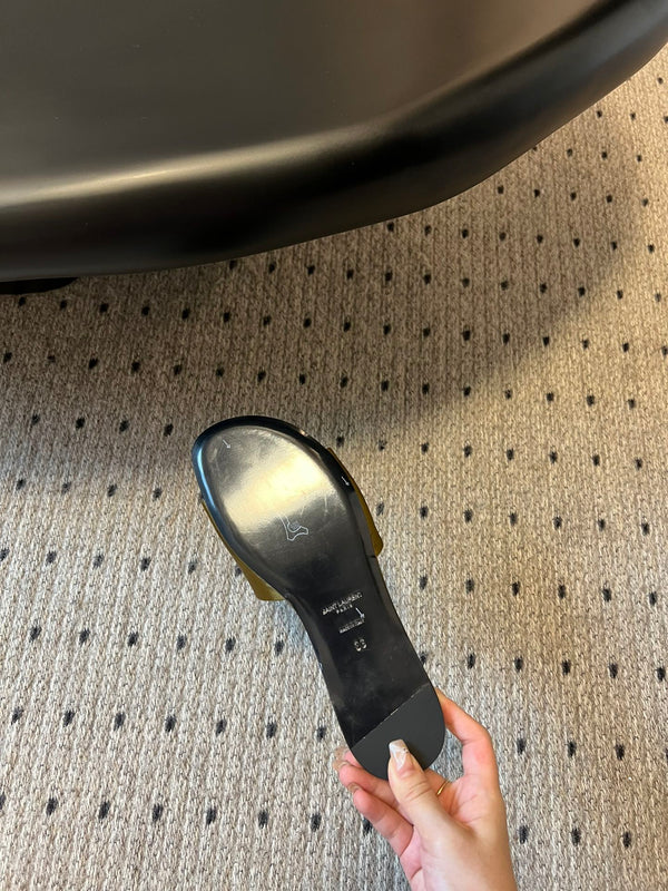 SL CARLYLE SLIPPERS MUSTARD SATIN