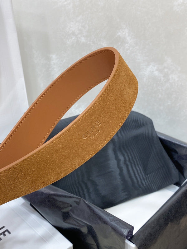 CEL Silver Buckle Belt 30mm Brown Calfskin 176407