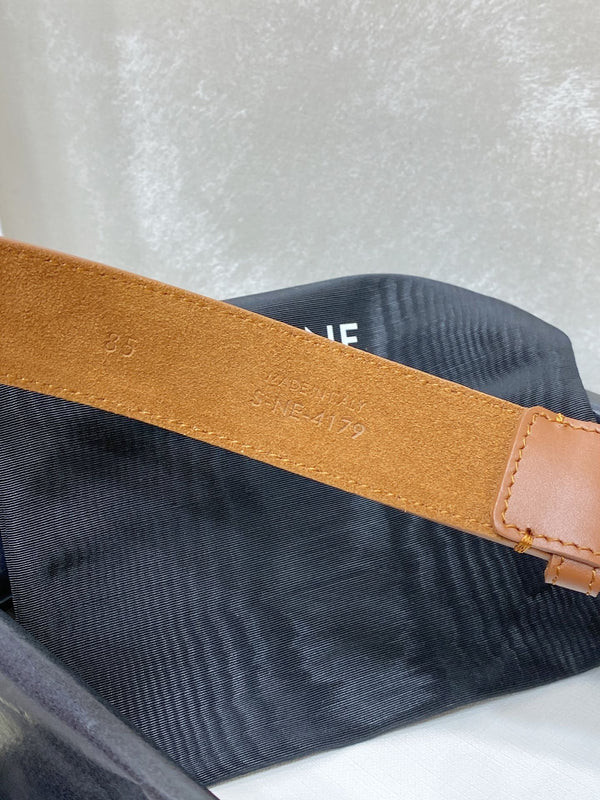 CL LARGE 30 MM TRIOMPHE BELT IN BRONZE BROWN SILVER HARDWARE