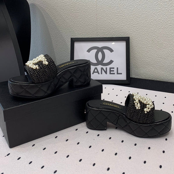 cc pearl platform sandals black lambkin