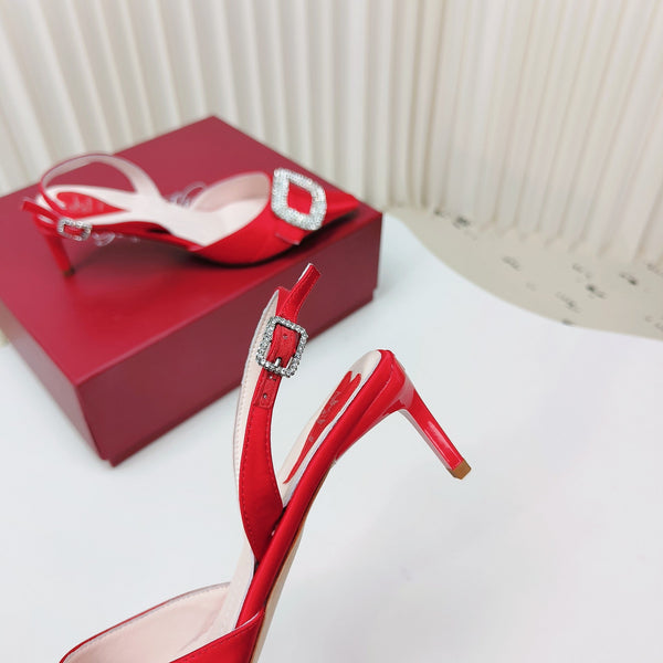 Viv Canard Slingback Pumps 55 in Red Satin