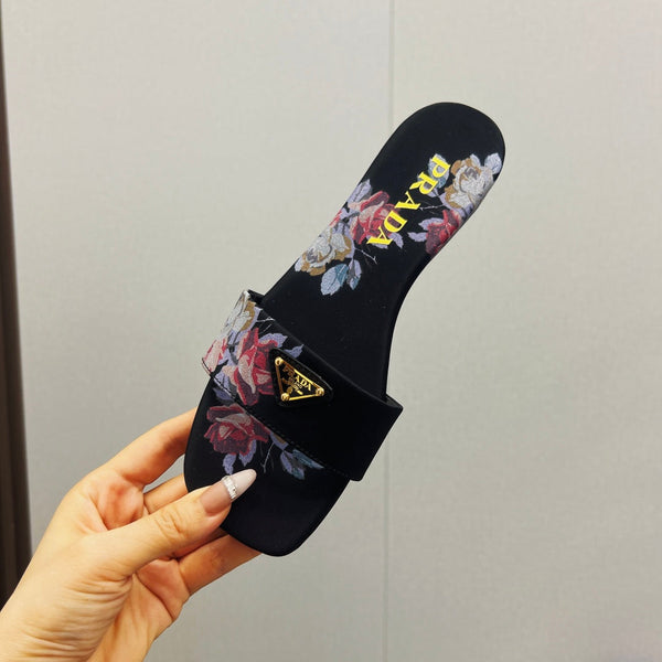 CIABATTE CIABATTE STAMPATE PRA IN RASO NERO