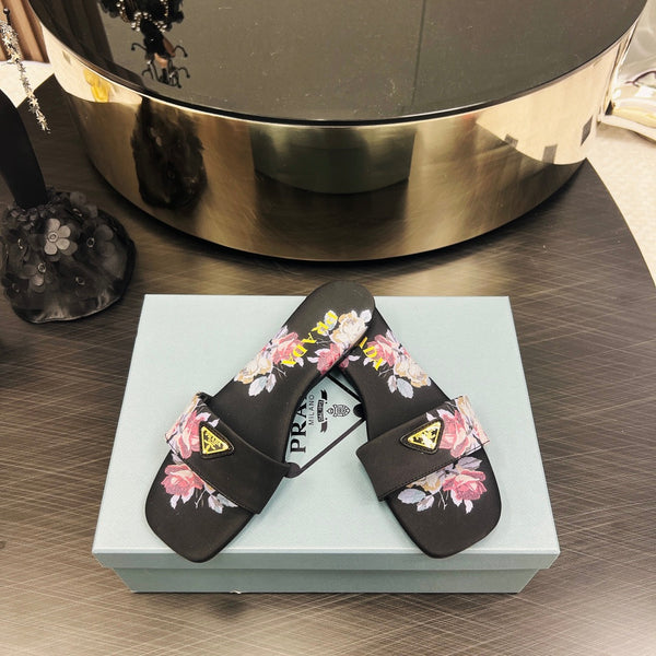 CIABATTE CIABATTE STAMPATE PRA IN RASO NERO