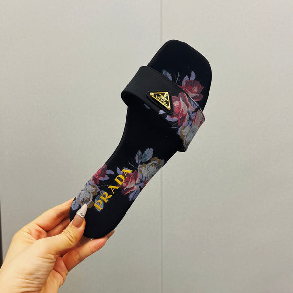 CIABATTE CIABATTE STAMPATE PRA IN RASO NERO