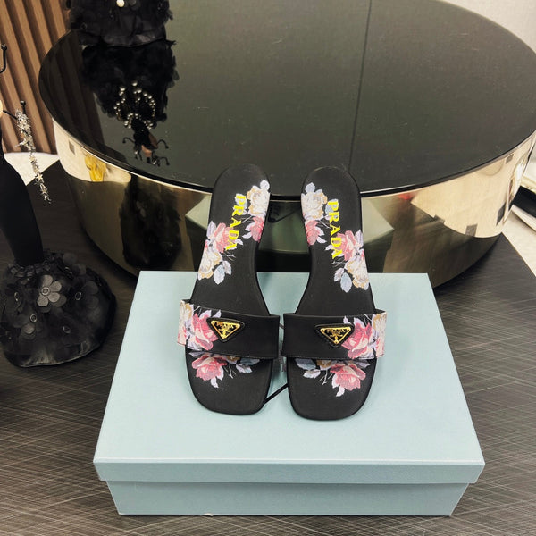 CIABATTE CIABATTE STAMPATE PRA IN RASO NERO