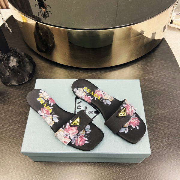 CIABATTE CIABATTE STAMPATE PRA IN RASO NERO