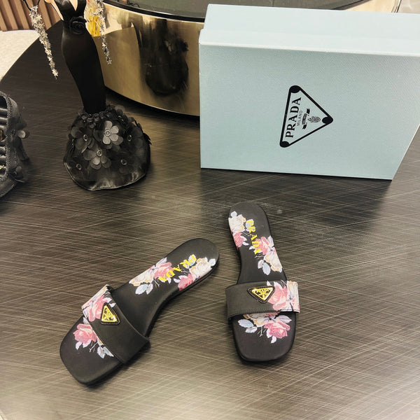 CIABATTE CIABATTE STAMPATE PRA IN RASO NERO