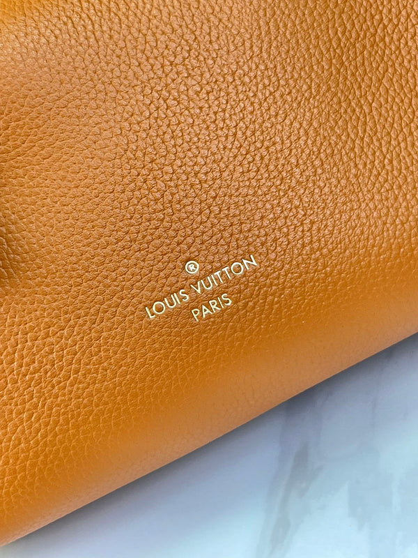 SIDE TRUNK MINI 18 IN ORANGE BROWN CALFSKIN GOLD HARDWARE