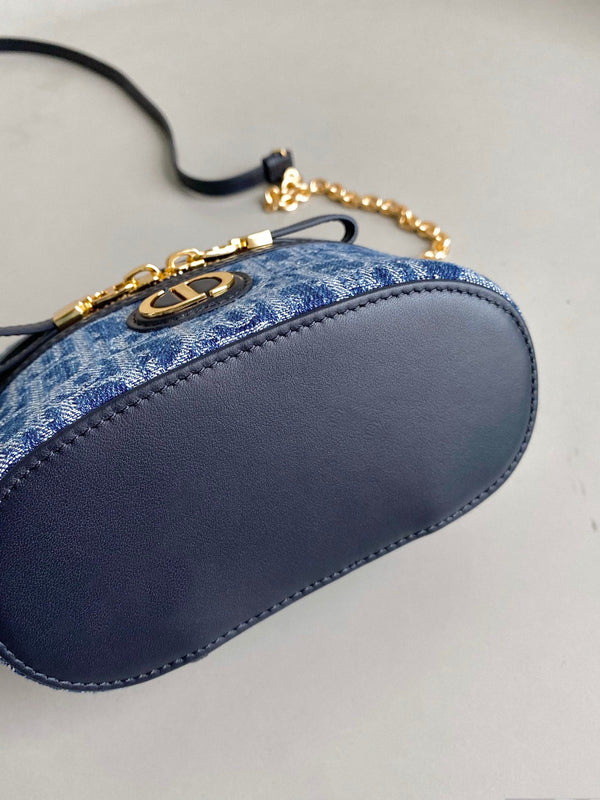 MINI VANITY CASE 16 BLUE DENIM OBLIQUE JACQUARD