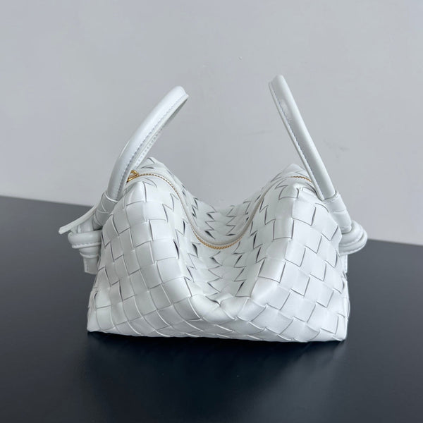 BV Loop Top Handle 19cm Pelle di agnello bianca