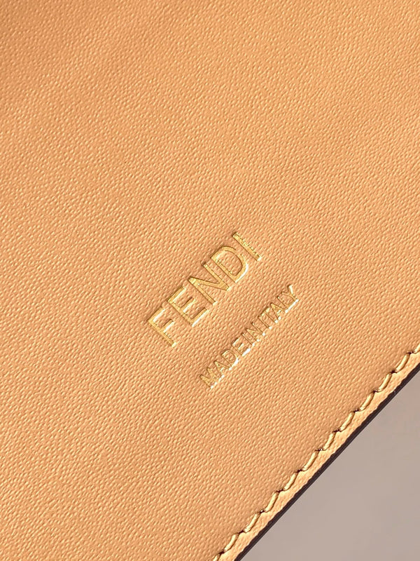 Fend Baguette 27 Bag Brown Beige Sand interlaced leather Ghw