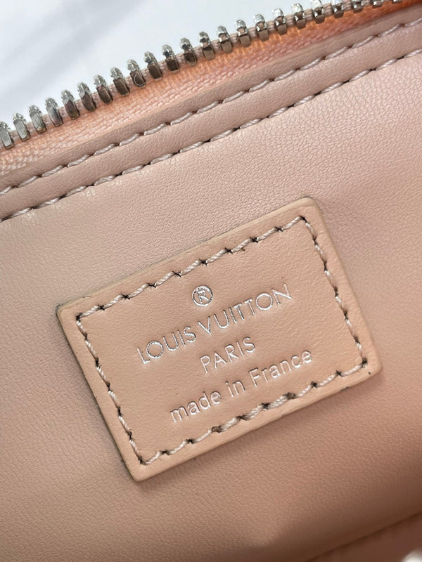 NANO ALMA 18 IN TUSCAN BEIGE QUILTED LAMBSKIN GOLD AND SILVER HARDWARE