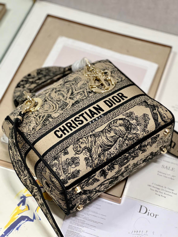 CD Apricot Tiger 24 Lady Dior Bag Canvas 336718