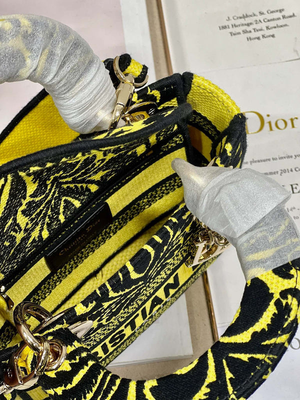 CD Flame Yellow 17 Lady Dior Bag Canvas 336745