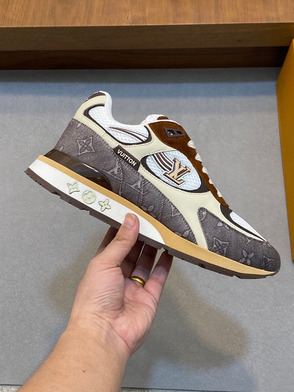 LV RUN WAY TRAINERS SHOES TAN BROWN