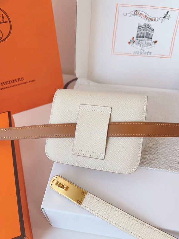 hm kelly belt 18mm with constance slim white epsom gold hardware