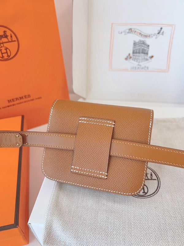 hm kelly belt 18mm with constance slim brown epsom gold hardware