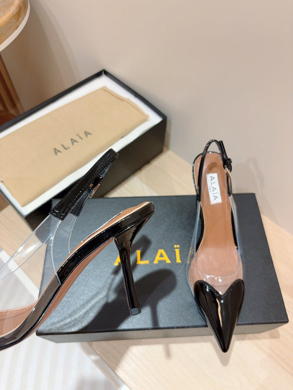 alaia slingbacks 95 optic black heart lambskin