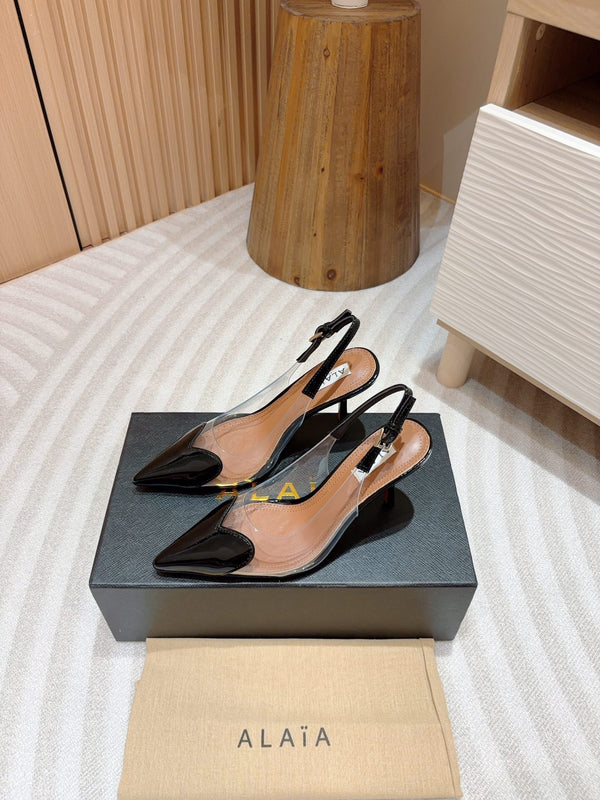 alaia slingbacks 95 optic black heart lambskin