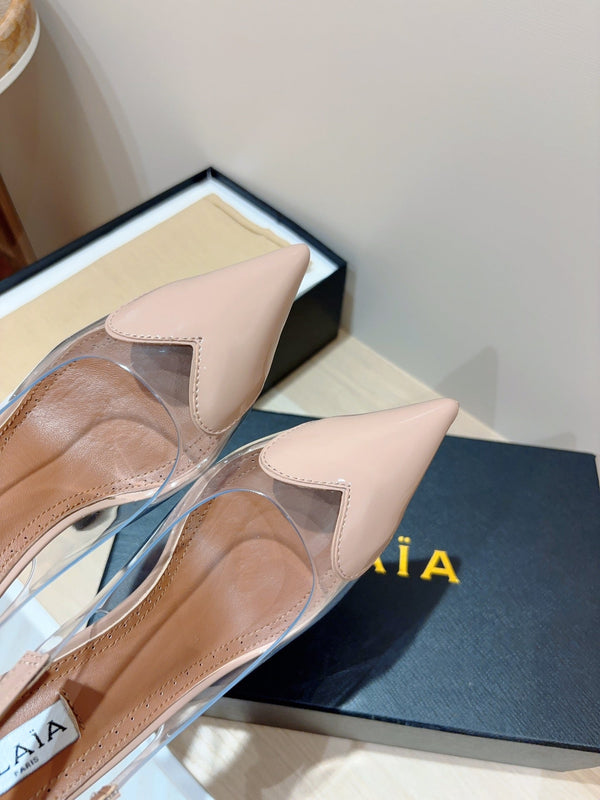alaia slingbacks 95 optic pink heart lambskin